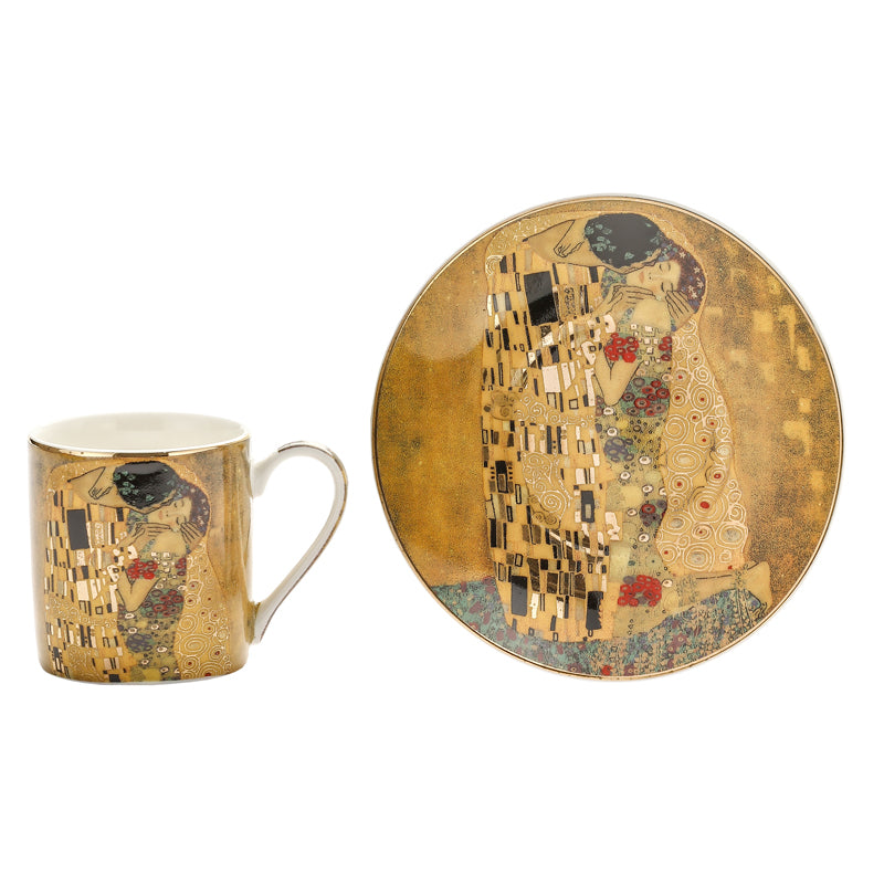 Zestaw 2 filiżanek espresso Pocałunek Gustaw Klimt 80ml English Collection