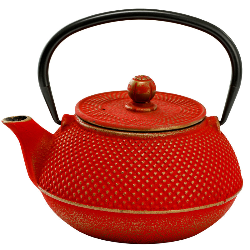 Dzbanek żeliwny czerwono-złoty 800 ml do herbaty